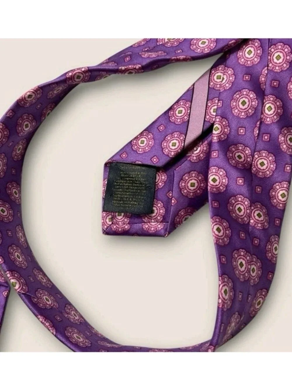 BROOKS BROTHERS GOLDEN FLEECE 7fold Silk Tie USA Purple Pink Floral W:4.2